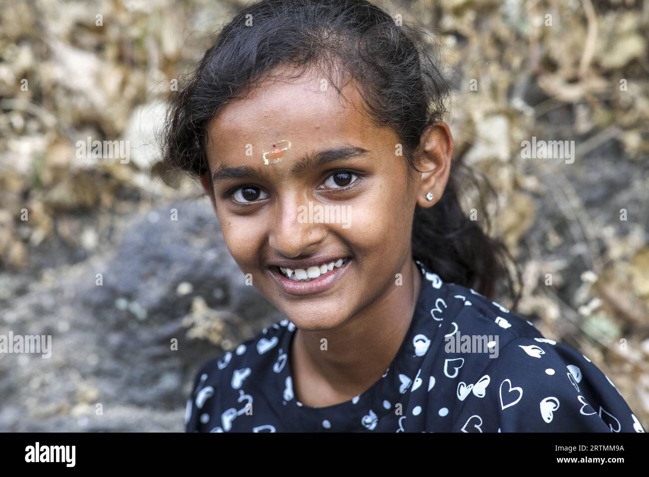 Mädchen in Daulatabad Fort, Maharashtra, Indien Stockfoto
