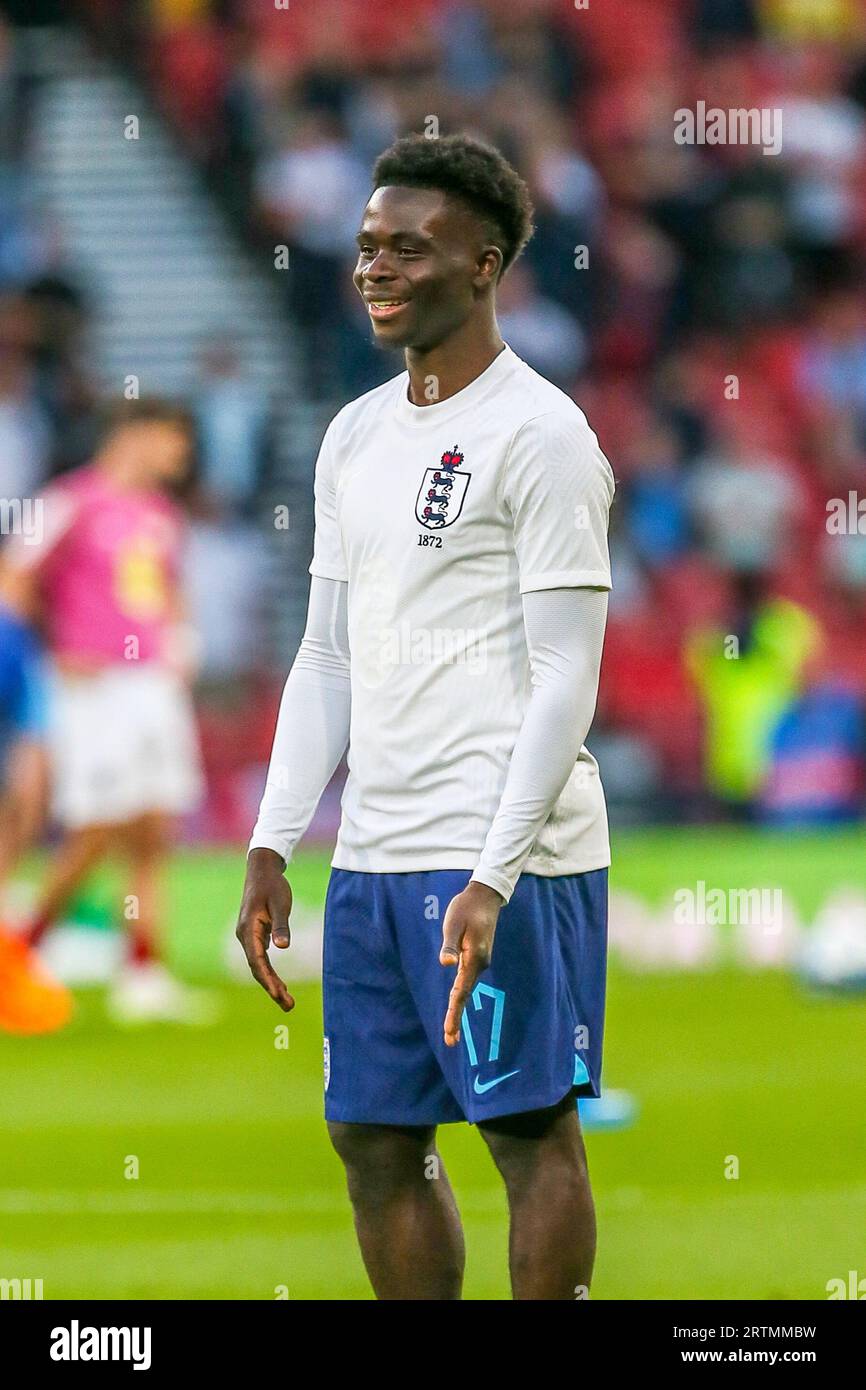 Bukayo saka, professioneller Fußballspieler, während einer Trainingseinheit für die englische Nationalmannschaft Stockfoto