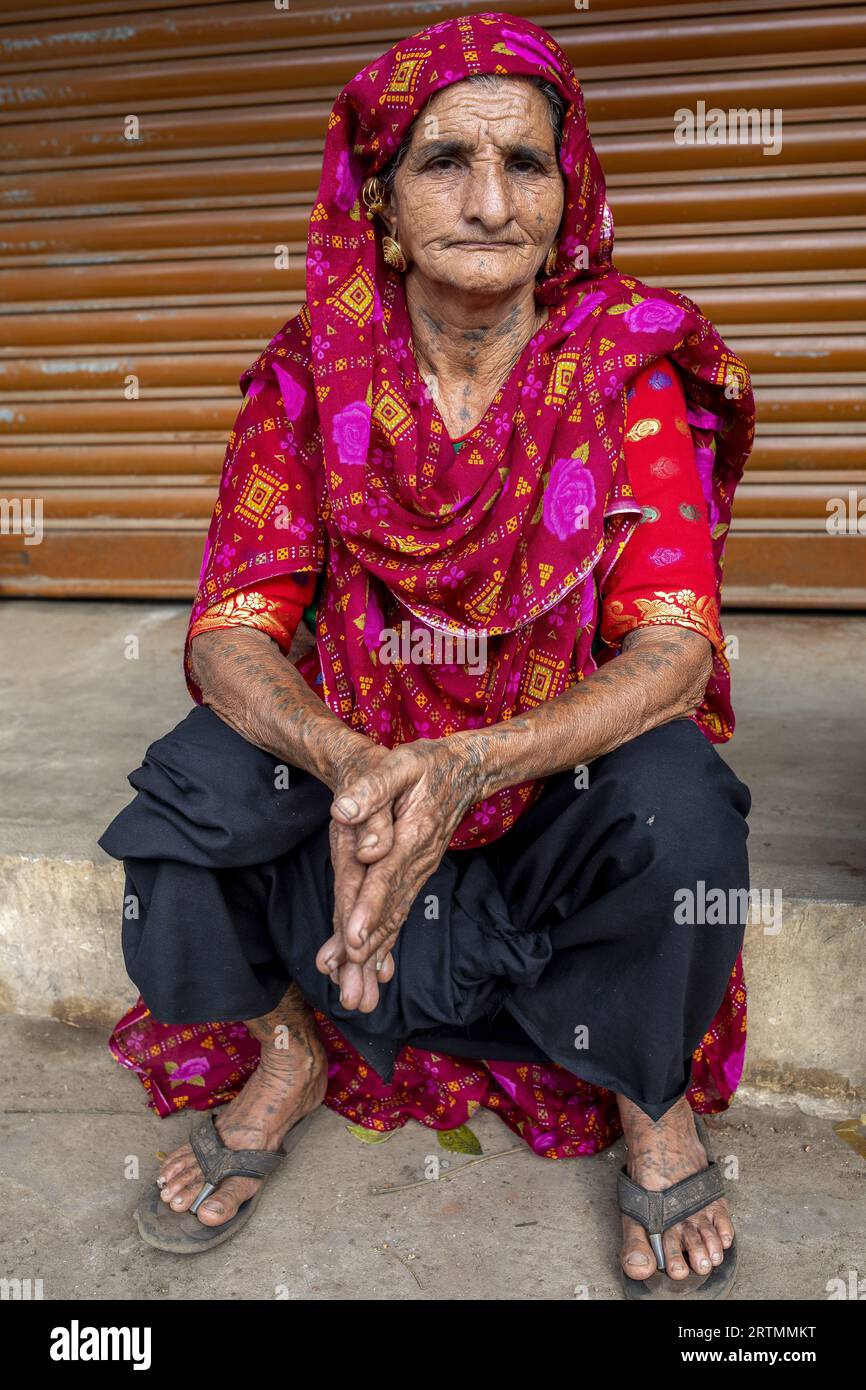 Hindu-Anhänger in Dediapada, Gujarat, Indien Stockfoto