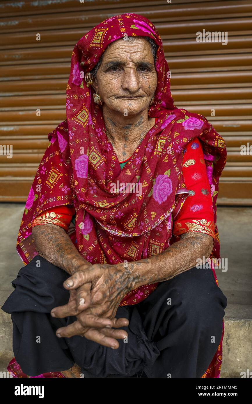 Hindu-Anhänger in Dediapada, Gujarat, Indien Stockfoto