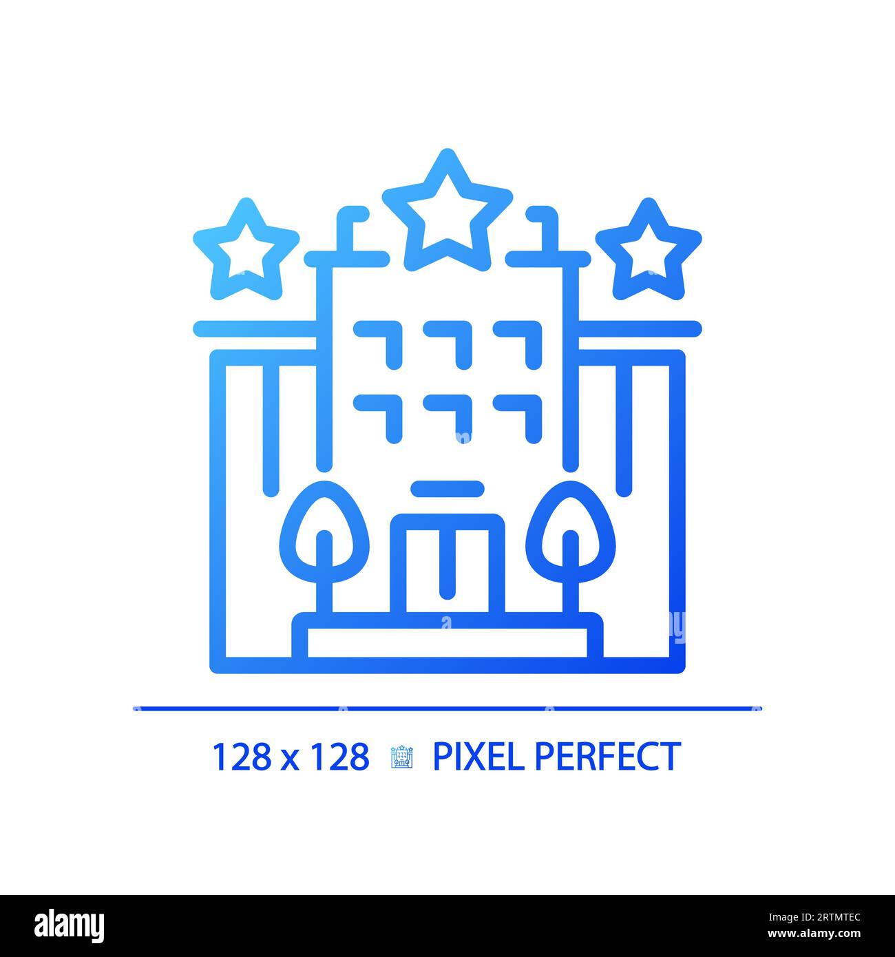 2D-Hotelsymbol mit blauem Verlauf und dünner Linie Stock Vektor