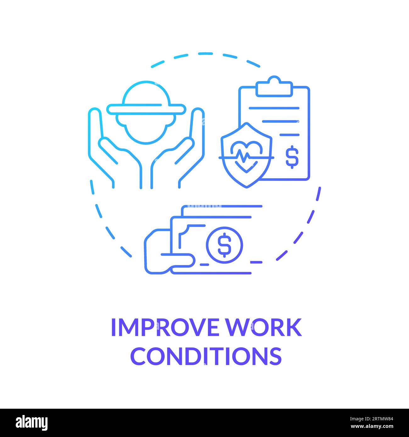 Blaues Symbol für den Verlauf der Arbeitsbedingungen verbessern Stock Vektor