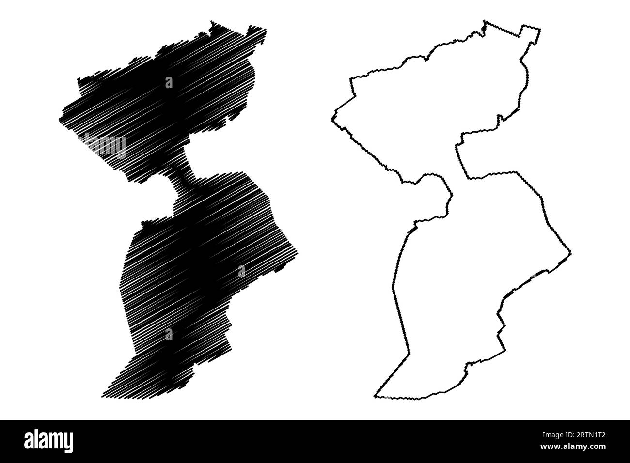 Gemeinde Eersel (Königreich der Niederlande, Holland, Nordbrabant oder Provinz Noord-Brabant) Kartenvektordarstellung, skizzierte Karte Stock Vektor