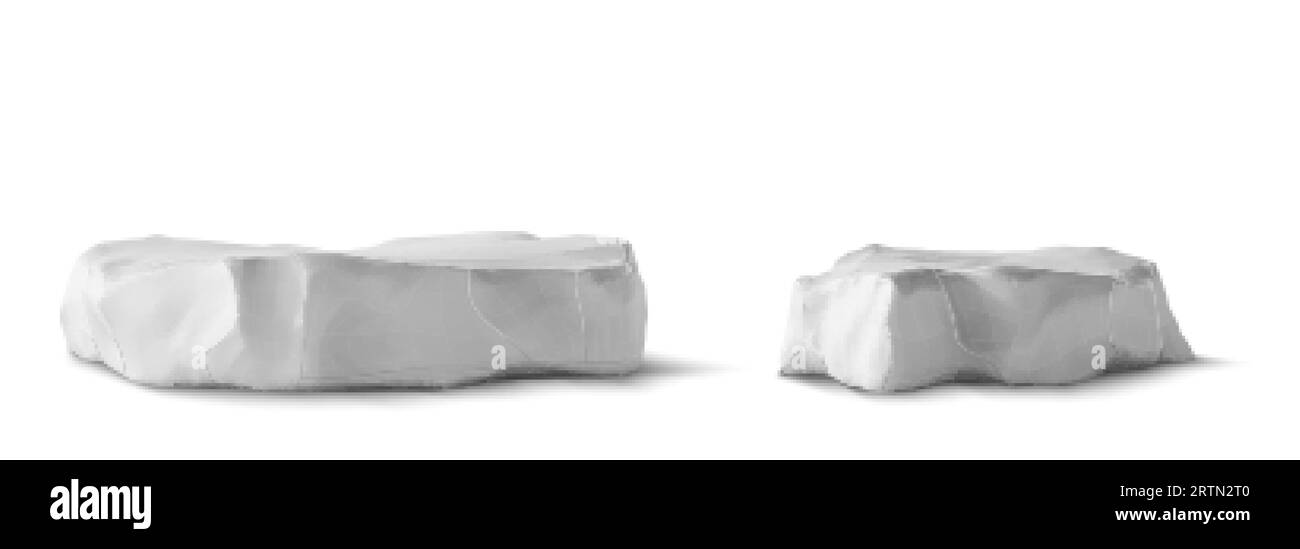 3D-Steingrundpodium isoliert auf weißem Hintergrund. Standfuß für die Produktpräsentation in Form einer Naturform. Ausstellungsraum des Museums mit realistischer Org Stock Vektor 3D-Steingrundpodium isoliert auf weißem Hintergrund. Standfuß für die Produktpräsentation in Form einer Naturform. Ausstellungsraum des Museums mit realistischer Org Stock Vektor