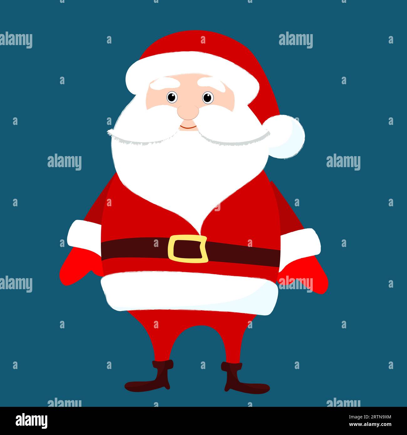 Der Weihnachtsmann steht aufrecht. Seitenansicht. Witziges und bezauberndes Design im Winter. Weihnachtsillustration im Zeichentrickstil. Stock Vektor