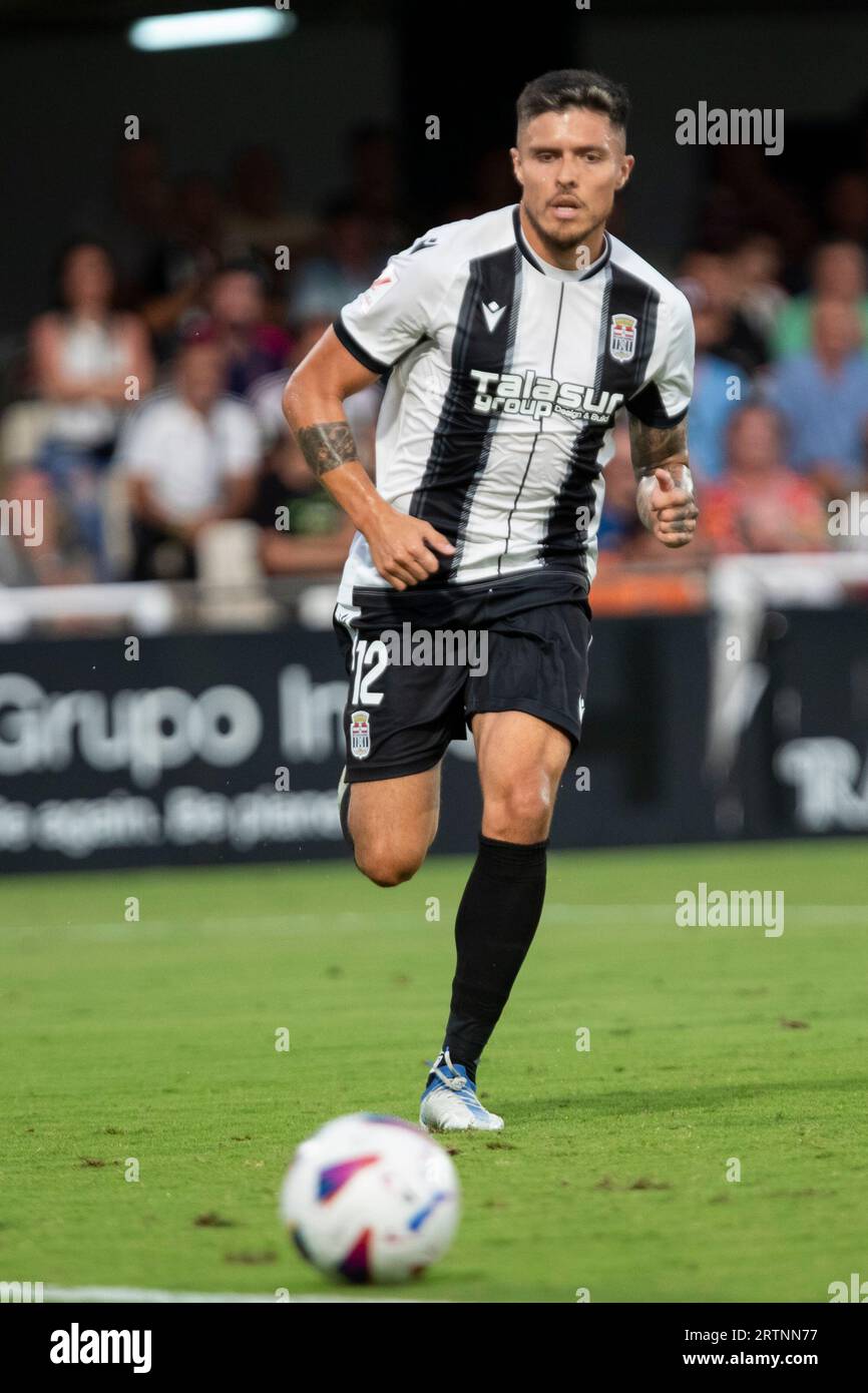 Cartagena Region Murcia Spanien 10. September 2023. Juanjo Narváez der kolumbianische Spieler von Real Zaragoza während des Spiels FC Cartagena gegen Real Zarago Stockfoto
