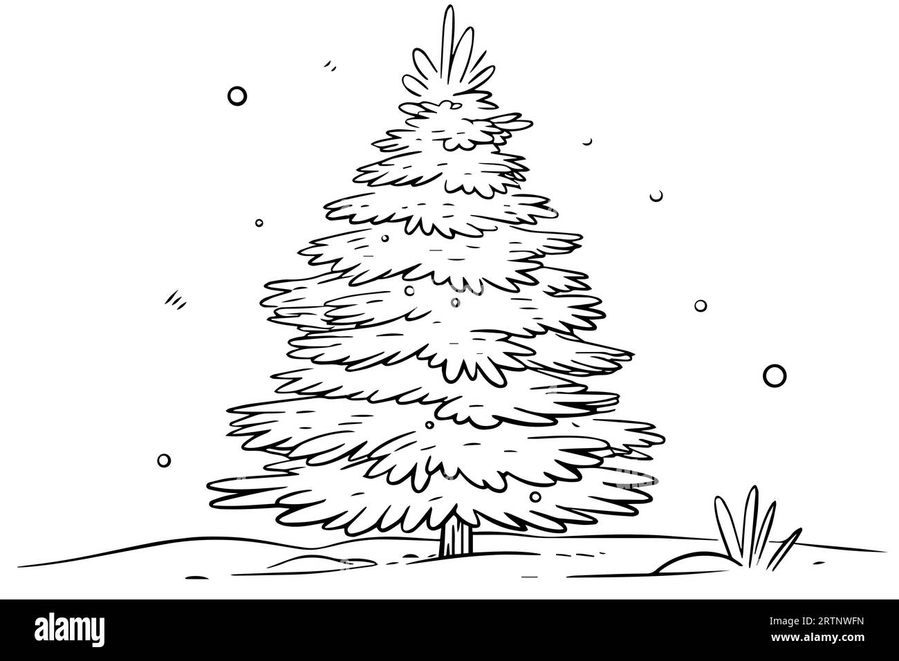 Weihnachtsbaum-Vektor-Illustration. Handgezeichnete Tintenskizze. Gravurbild. Stock Vektor