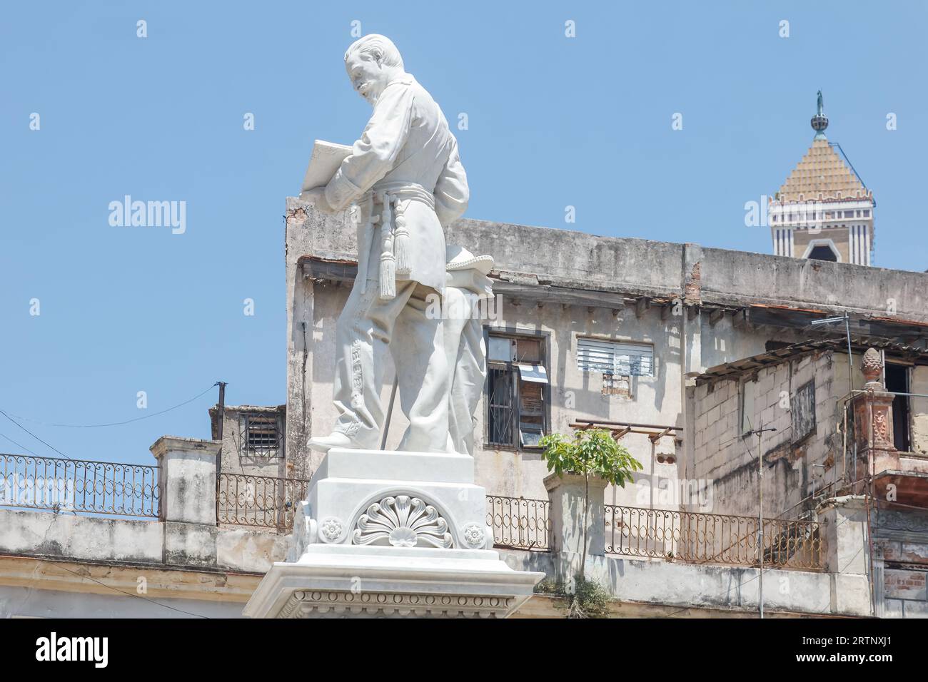 Havanna, Kuba - 30. August 2023: Skulptur von Francisco de Albear im Stadtteil Odel. Stockfoto