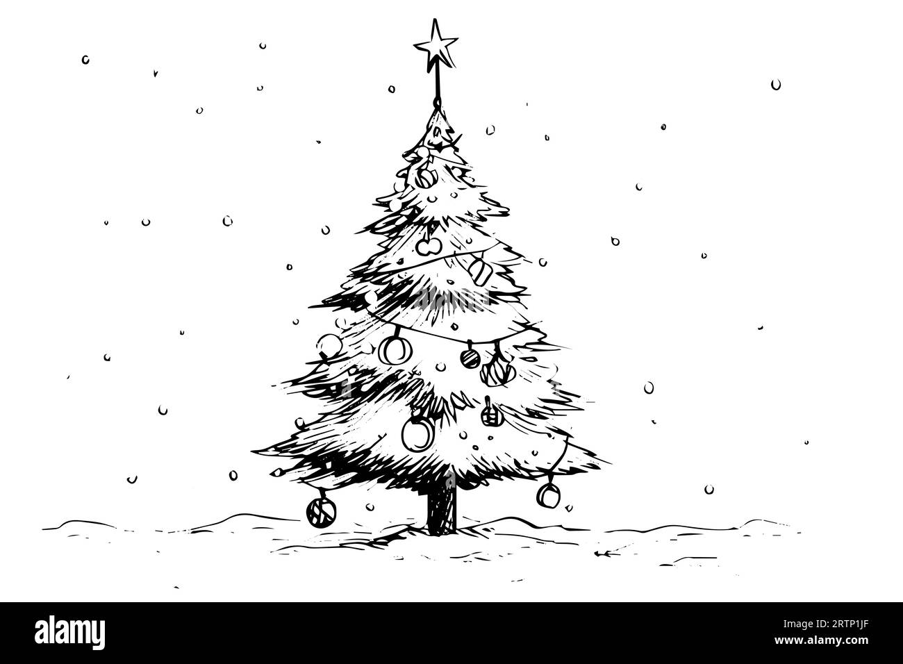 Weihnachtsbaum-Vektor-Illustration. Handgezeichnete Tintenskizze. Gravurbild. Stock Vektor