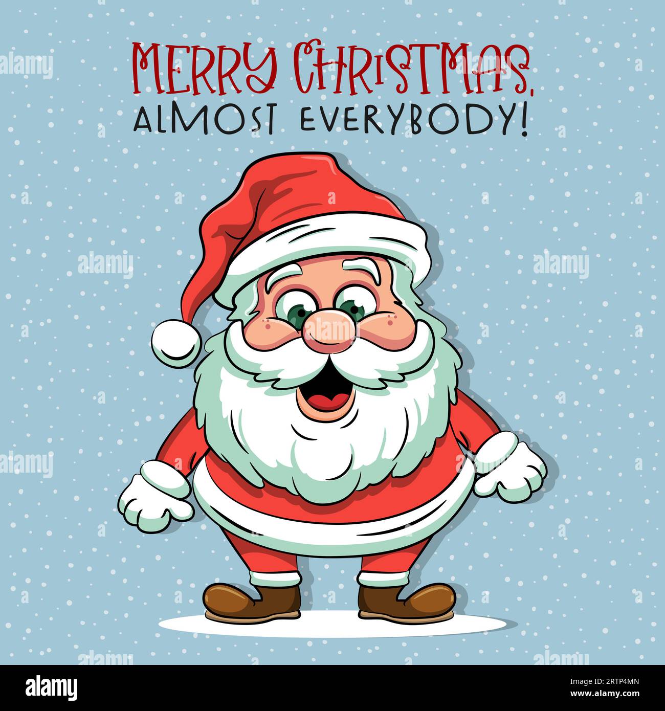 Der Weihnachtsmann im Cartoon-Stil mit lustigem weihnachtszitat. Vektorillustration. Stock Vektor