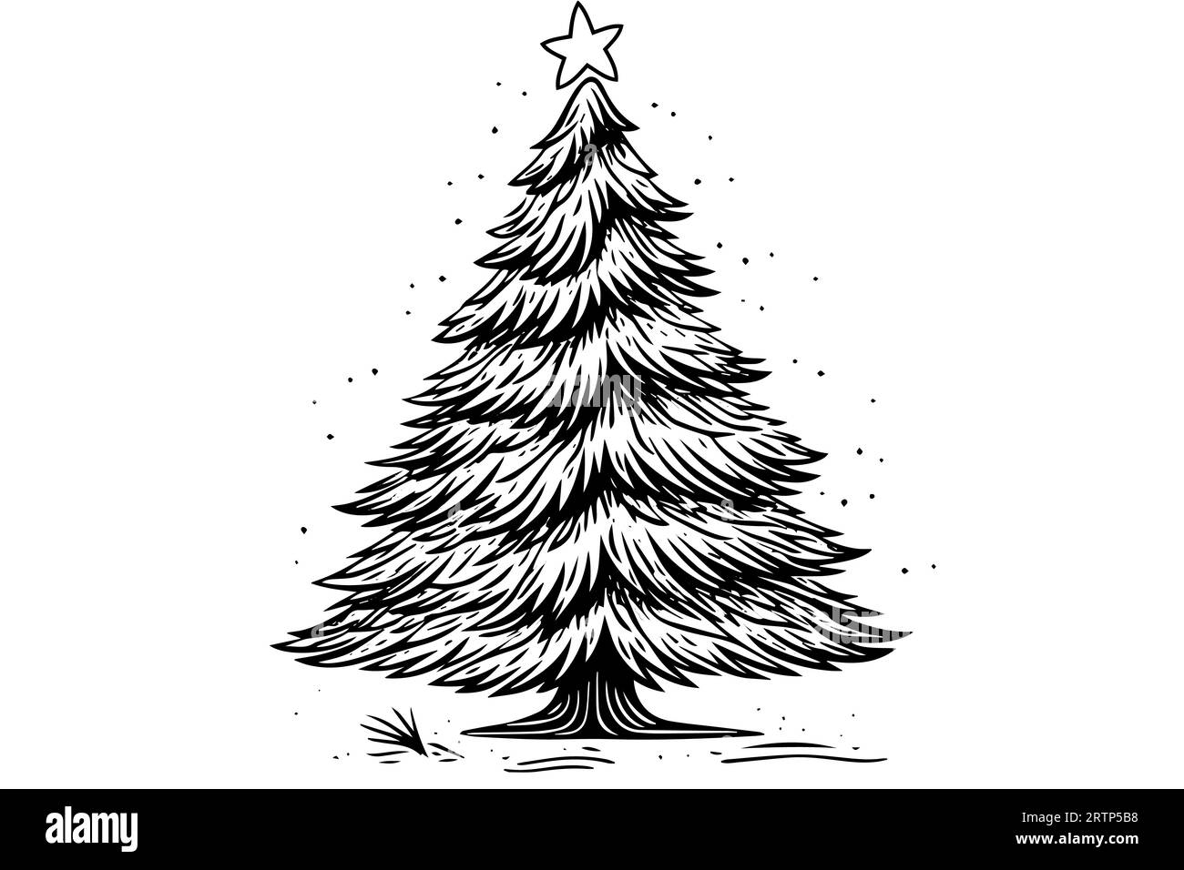 Weihnachtsbaum-Vektor-Illustration. Handgezeichnete Tintenskizze. Gravurbild. Stock Vektor