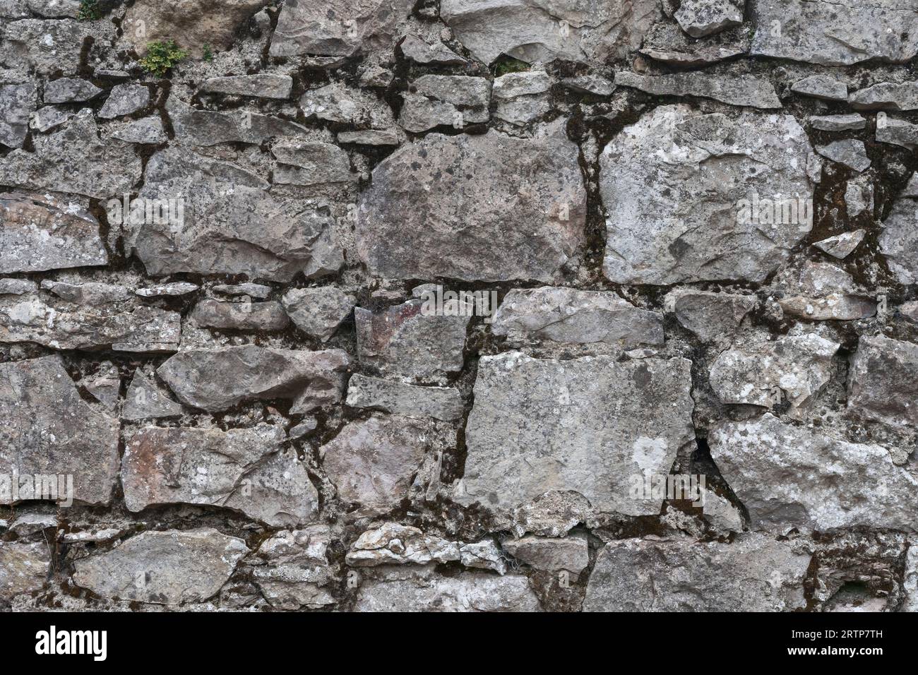 Nahaufnahme einer Steinmauer in Nordirland, Großbritannien Stockfoto