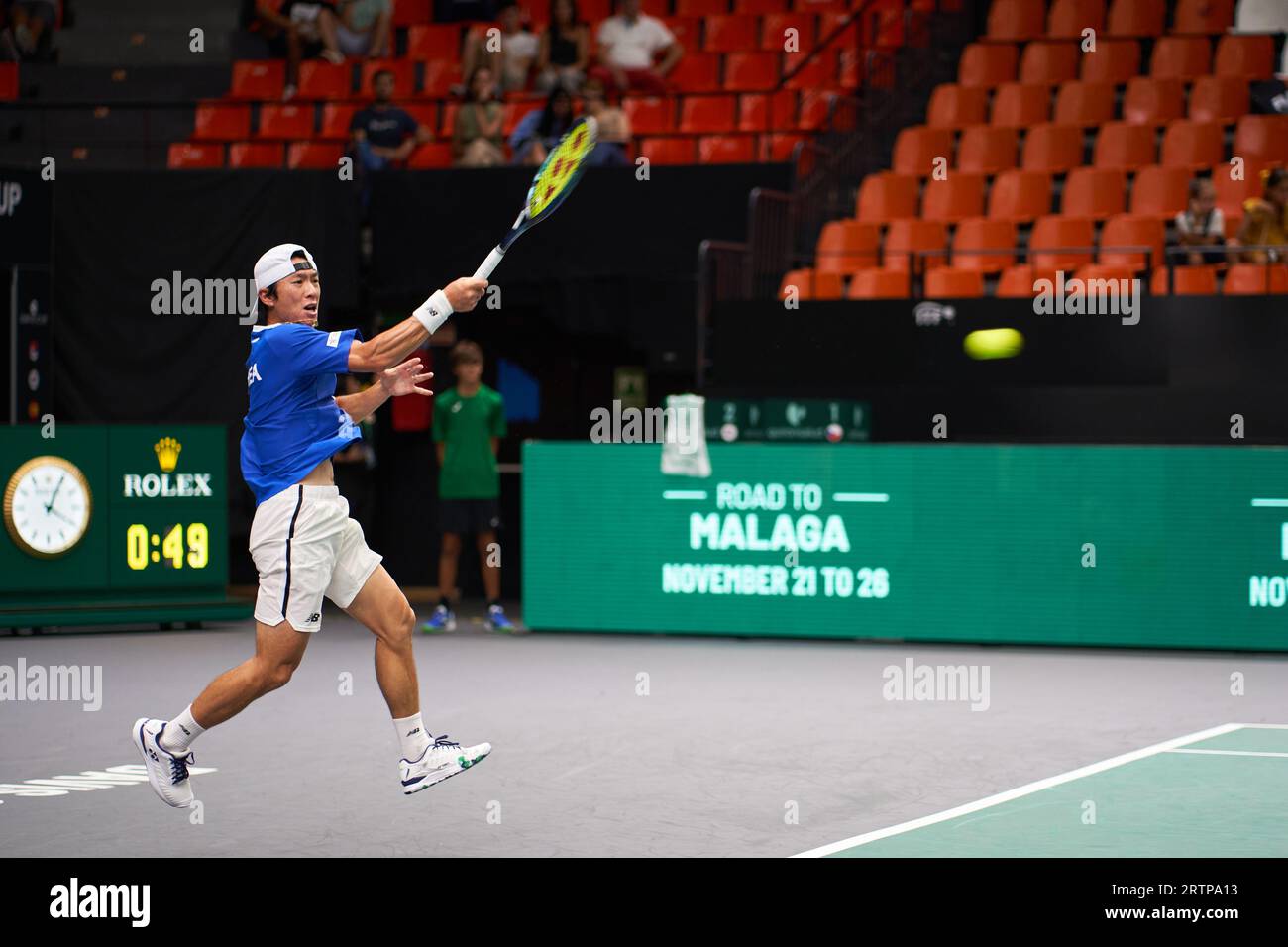 Seongchan Hong of Korea Republic in Aktion während des Valencia Davis Cup Finals, Gruppe C, Tschechien gegen Korea, Spiel 1, am 14. September, 2023 in Fuente d Stockfoto