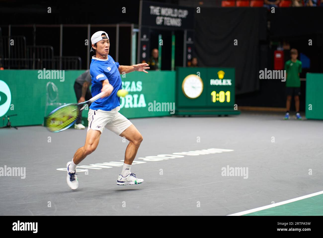 Seongchan Hong of Korea Republic in Aktion während des Valencia Davis Cup Finals, Gruppe C, Tschechien gegen Korea, Spiel 1, am 14. September, 2023 in Fuente d Stockfoto