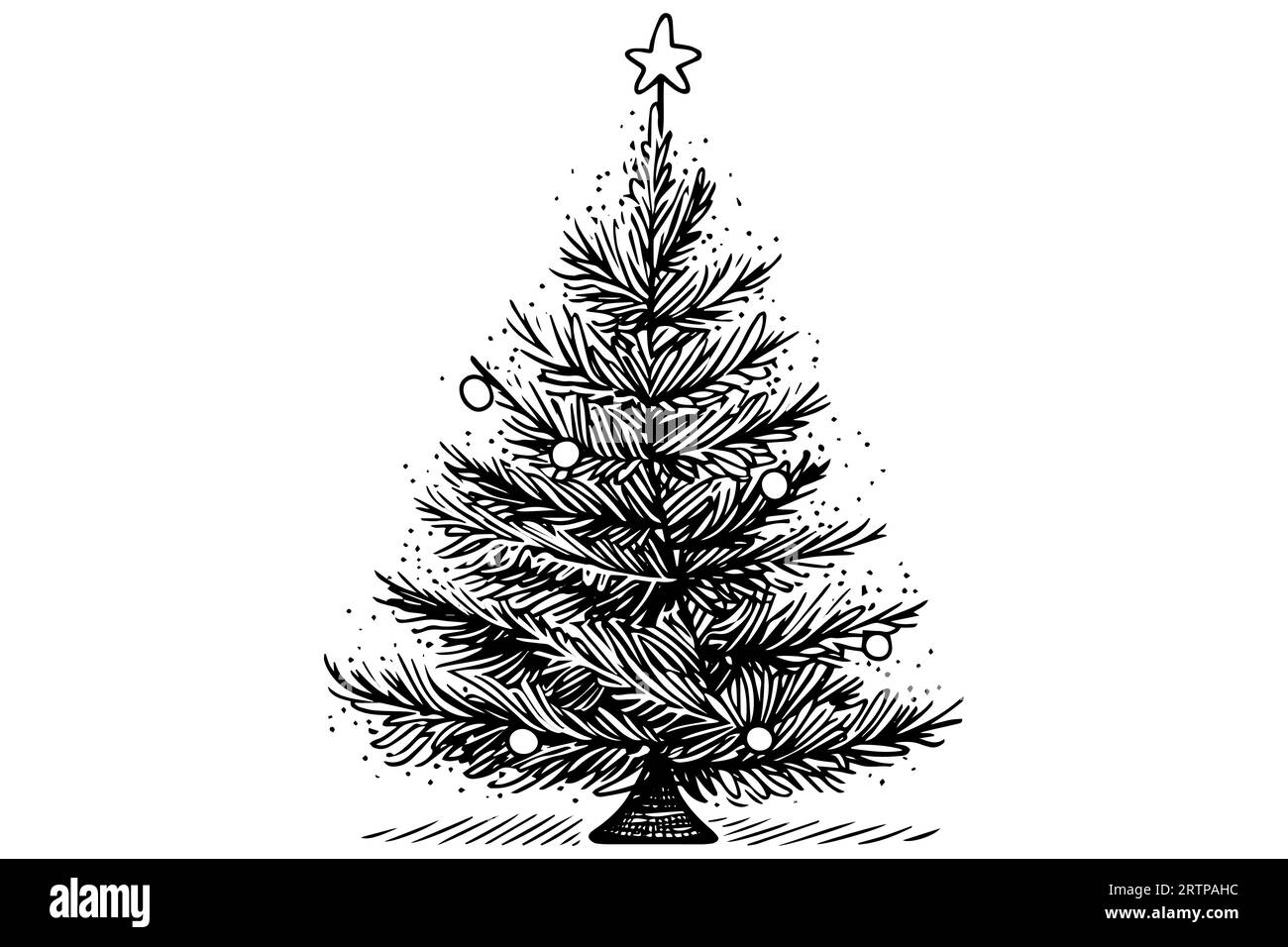 Weihnachtsbaum-Vektor-Illustration. Handgezeichnete Tintenskizze. Gravurbild. Stock Vektor