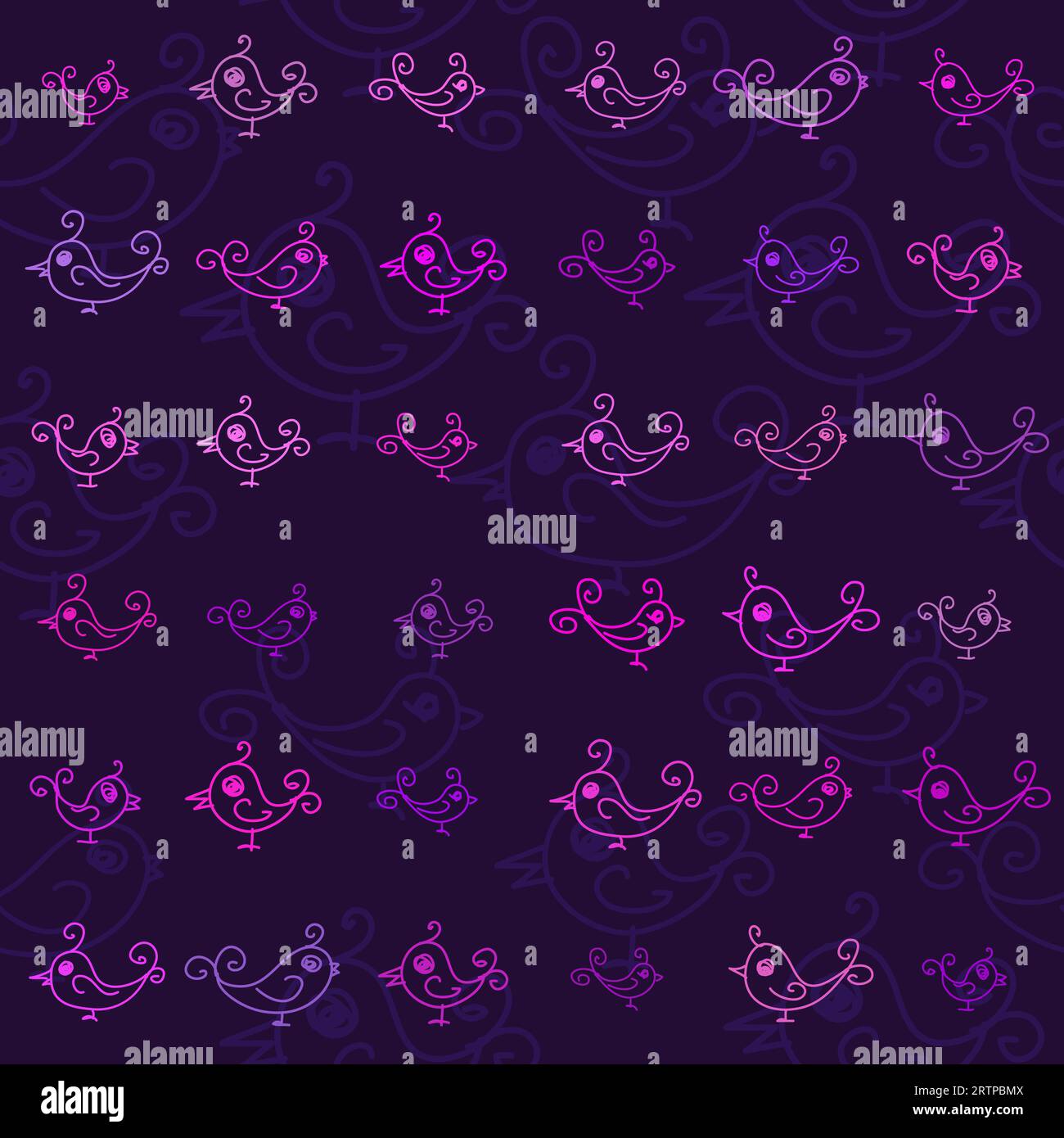 Abstrakter Vektorhintergrund Lila Vögel nahtloses Muster Stock Vektor