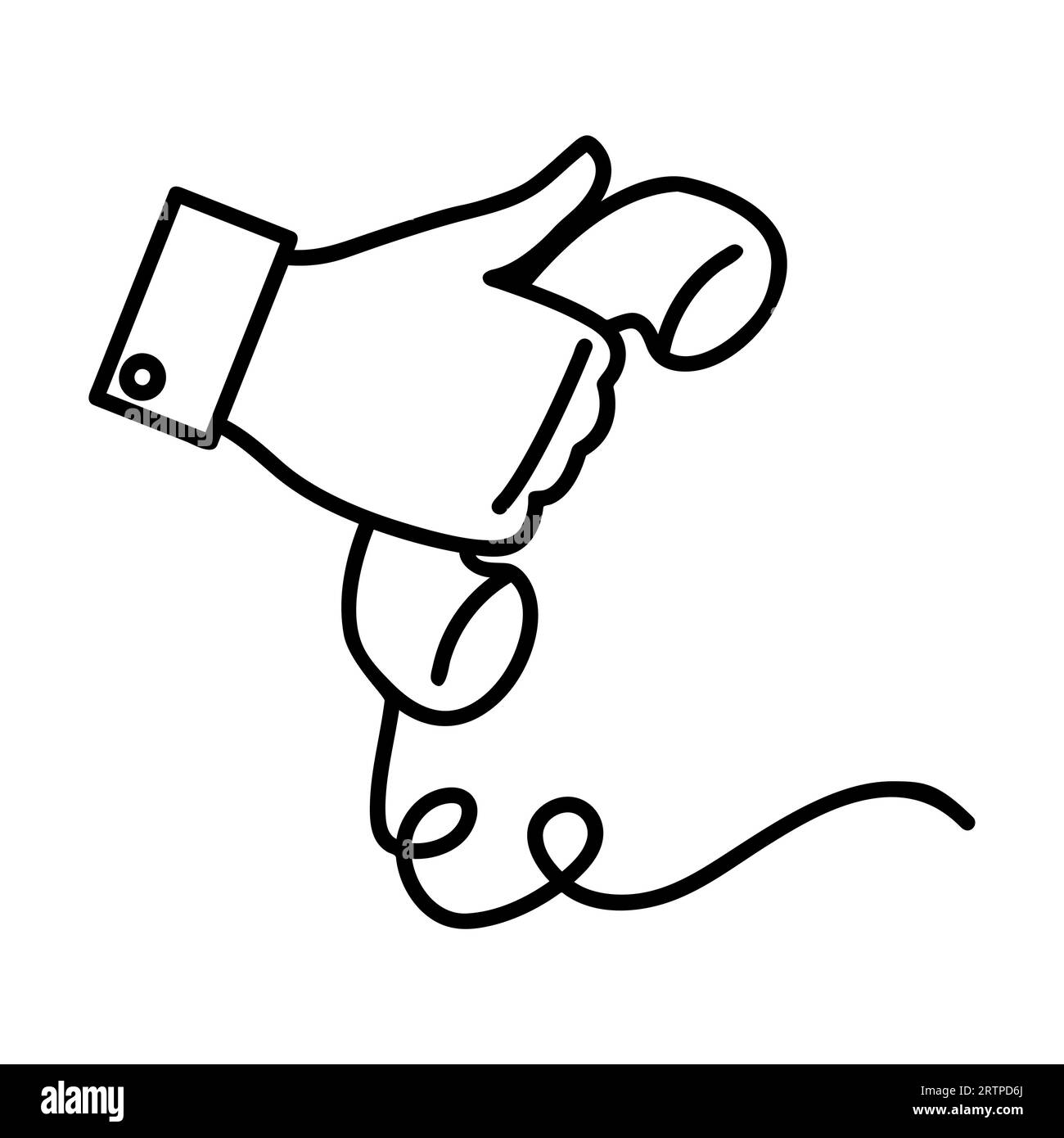 Einfache Handumrandung mit altmodischem Telefonvektorsymbol Stock Vektor