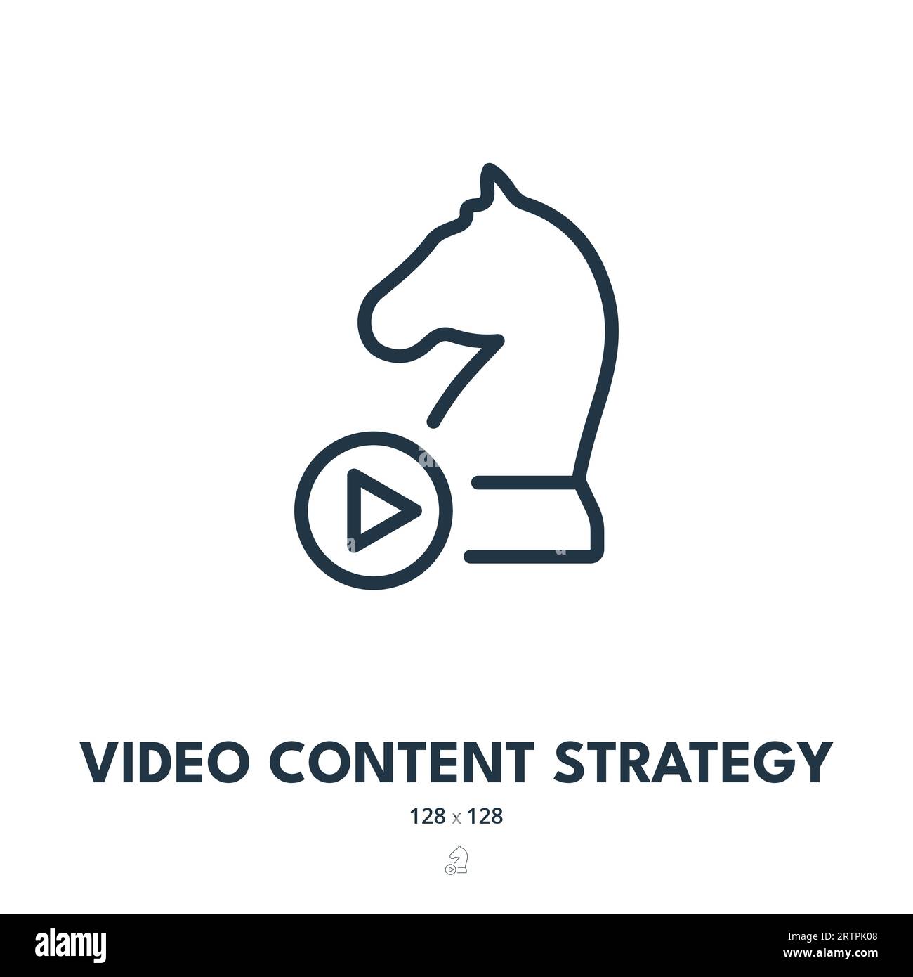Symbol Video Content Strategy (Strategie Für Videoinhalte) Medien, Werbung, Marketing. Bearbeitbare Kontur. Symbol „Einfacher Vektor“ Stock Vektor