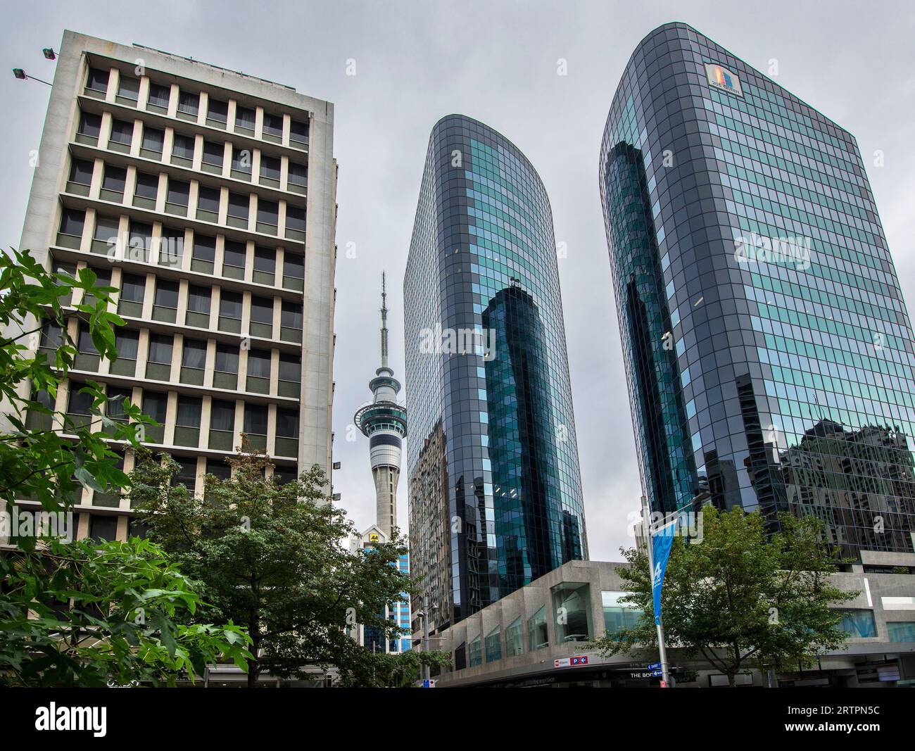 Twin Towers of National Bank Centre, Central Business District, Auckland, North Island, Neuseeland Stockfoto