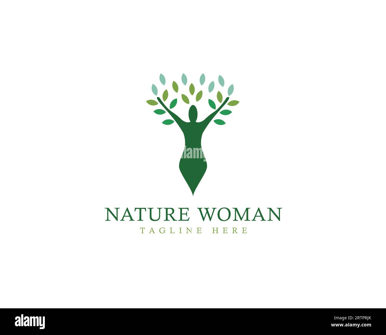 Vektorvorlage für das Logo der Natur-Frau. Kreatives abstraktes People-Logo. Nature Women Tree Vektor-Logo Stock Vektor
