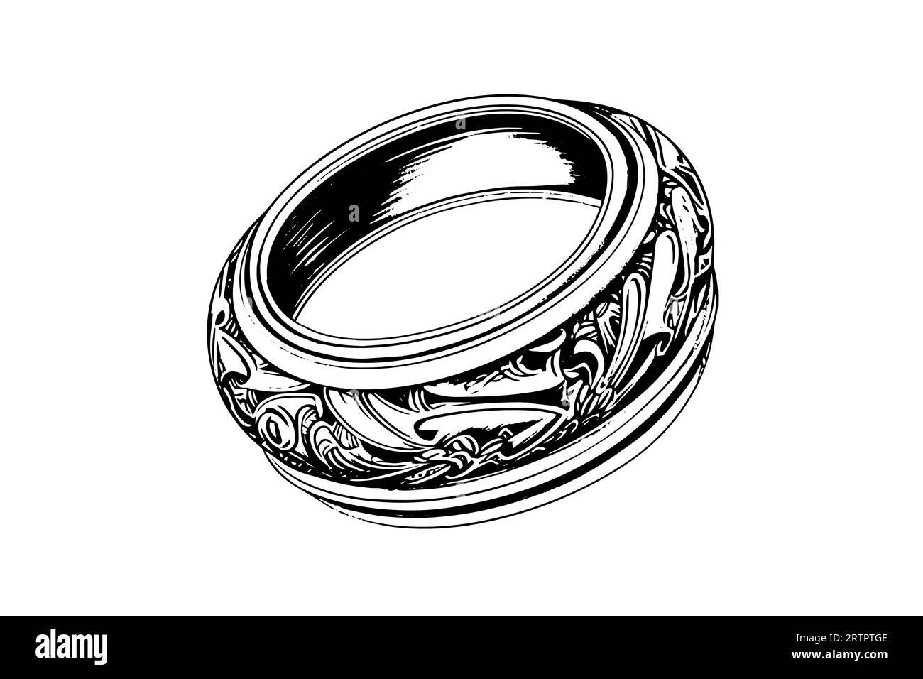 Vector Hand gezeichnete Illustration von Schmuckringen im Vintage-Stil. Stock Vektor