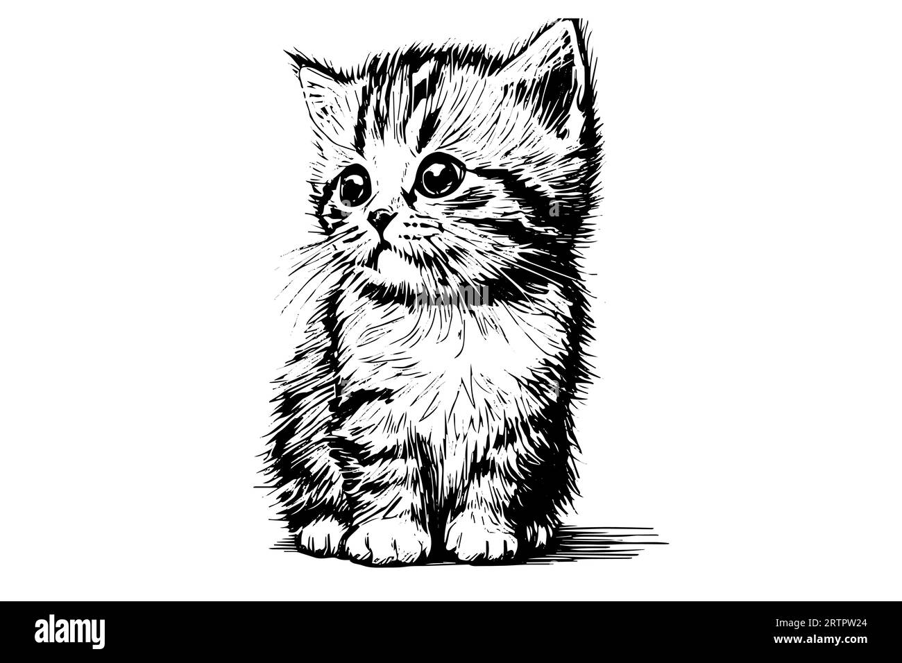 Niedliche Katze Hand gezeichnet Tinte Skizze Gravur Vintage-Stil.Vektor