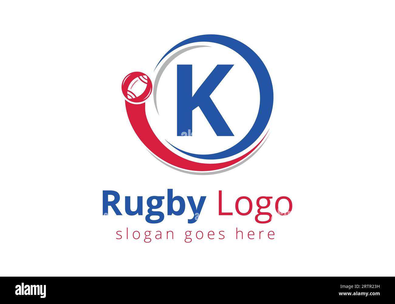 Erstes K-Monogramm mit Rugby, Fußball-Logo und Rugby-Ball-Symbol für American Soccer Club Symbol Stock Vektor