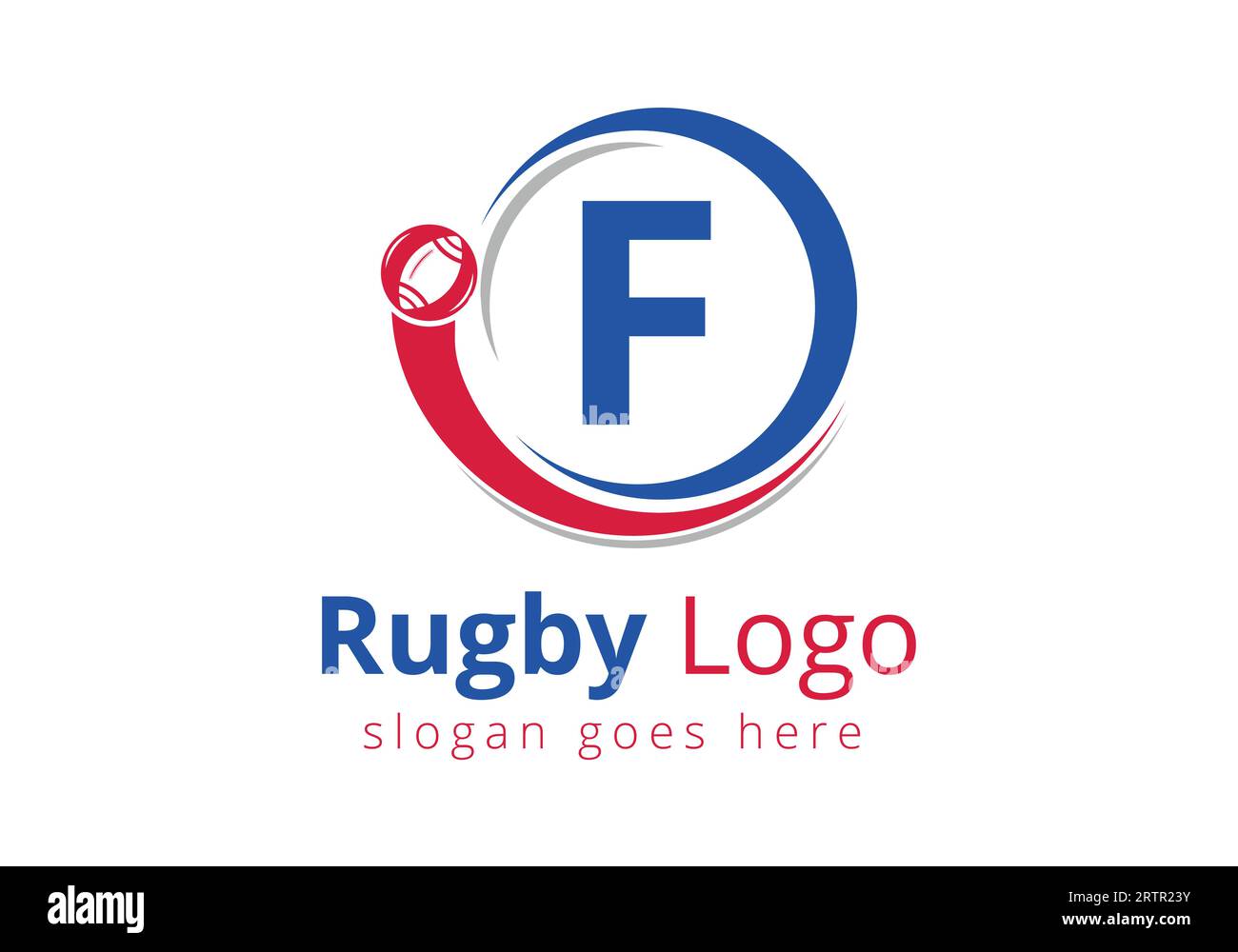Erstes F-Monogramm mit Rugby, Fußball-Logo und Rugby-Ball-Symbol für American Soccer Club Symbol Stock Vektor