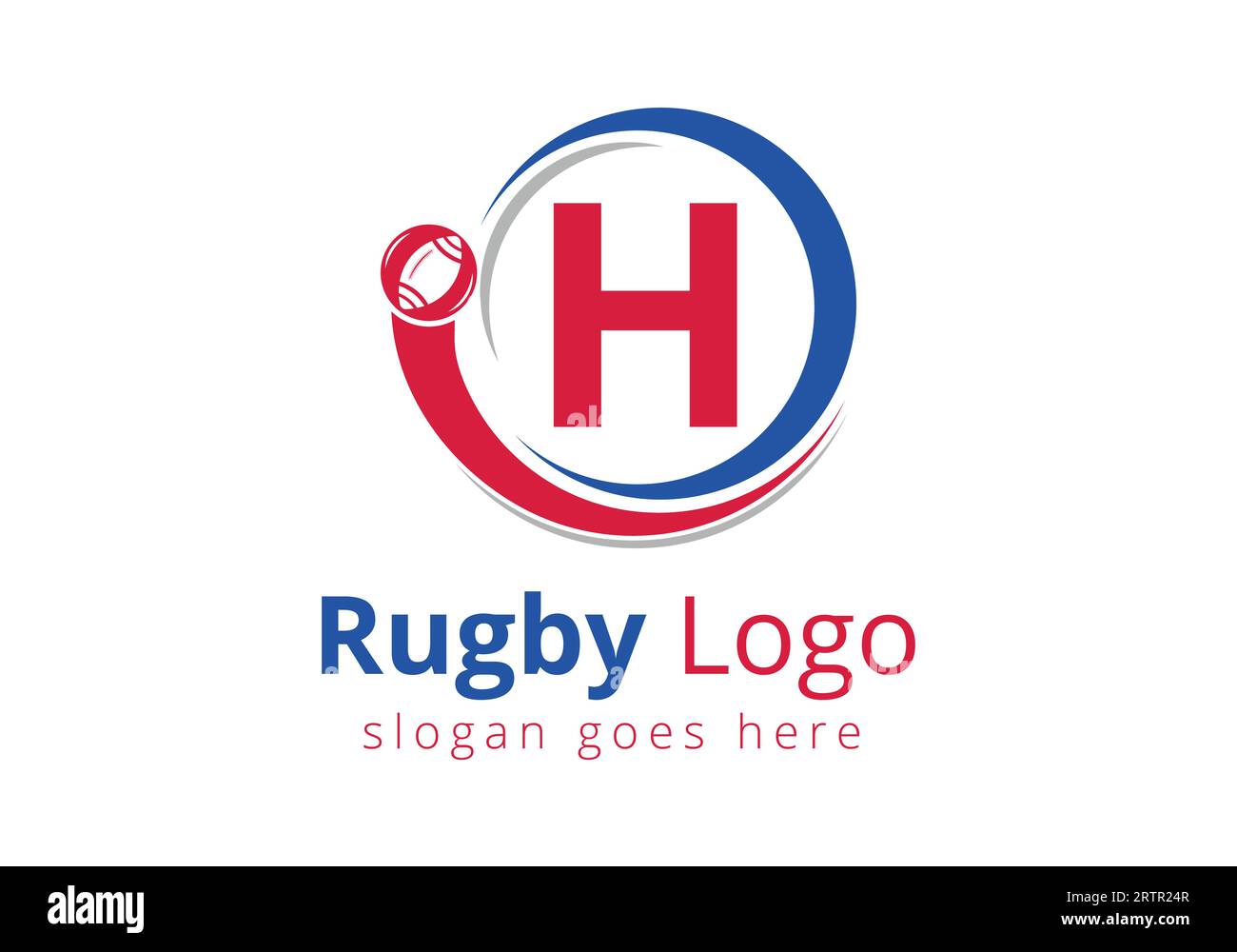 Erstes H-Monogramm mit Rugby, Fußball-Logo und Rugby-Ball-Symbol für American Soccer Club Symbol Stock Vektor