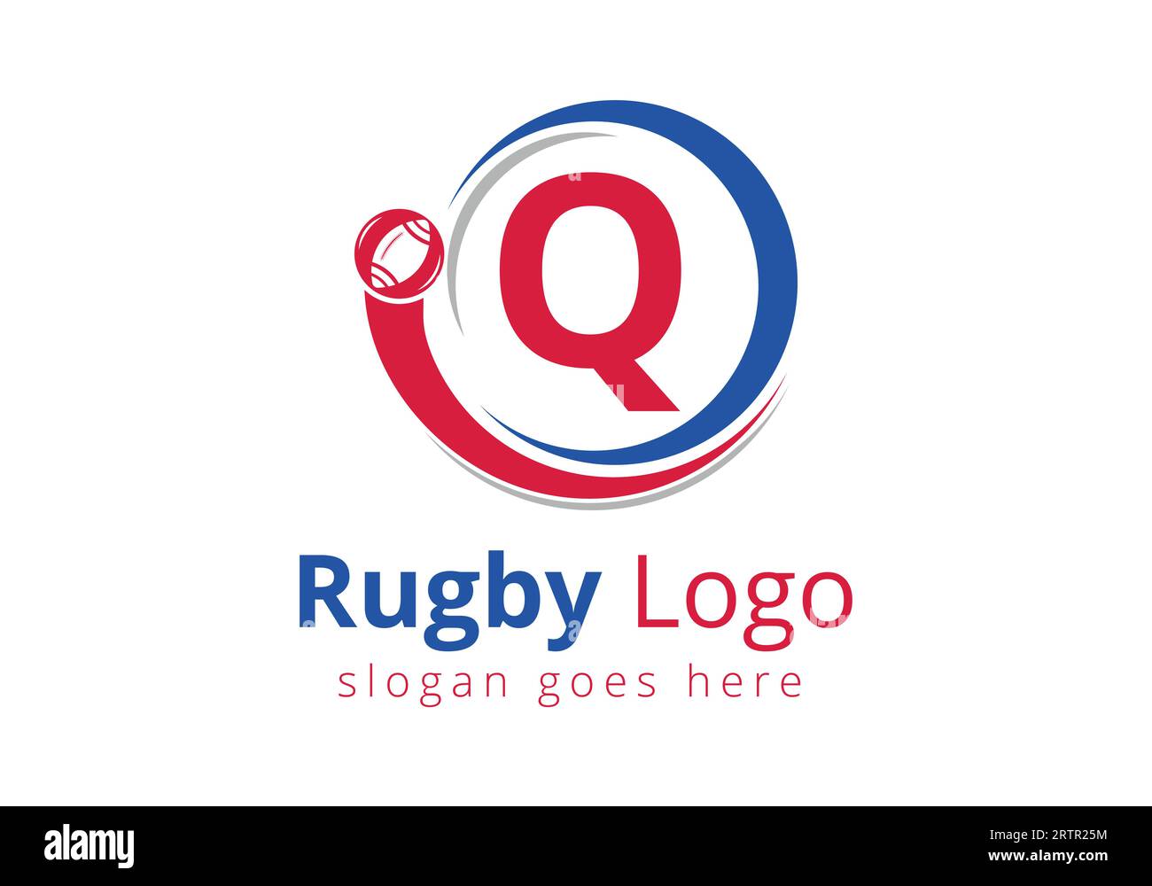 Erstes Q-Monogramm mit Rugby, Fußball-Logo und Rugby-Ball-Symbol für American Soccer Club Symbol Stock Vektor