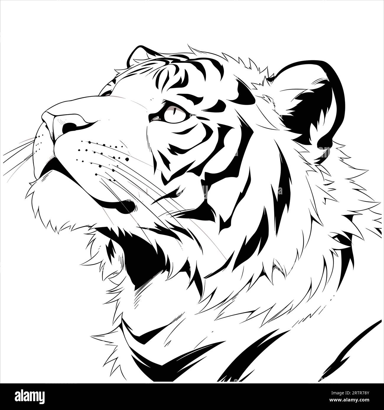 Simple Tiger Minimal Logo-Symbol in Schwarz und weiß Stock Vektor