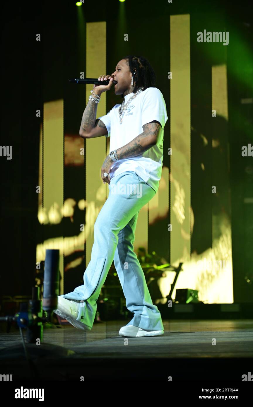 Lil Durk auf der „Sorry for the Dürre Tour 2023“ im United Center am Freitag, 11. August 2023 in Chicago, IL, USA mit: Lil Durk, Durk Derrick Banks wo: Chicago, Illinois, USA Wann: 12. August 2023 Credit: Adam Bielawski/WENN.com Stockfoto