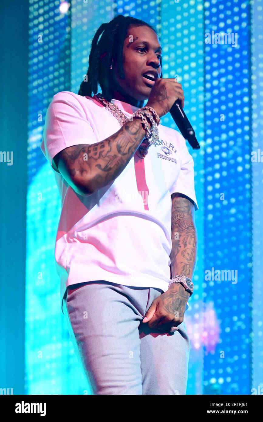 Lil Durk auf der „Sorry for the Dürre Tour 2023“ im United Center am Freitag, 11. August 2023 in Chicago, IL, USA mit: Lil Durk, Durk Derrick Banks wo: Chicago, Illinois, USA Wann: 12. August 2023 Credit: Adam Bielawski/WENN.com Stockfoto