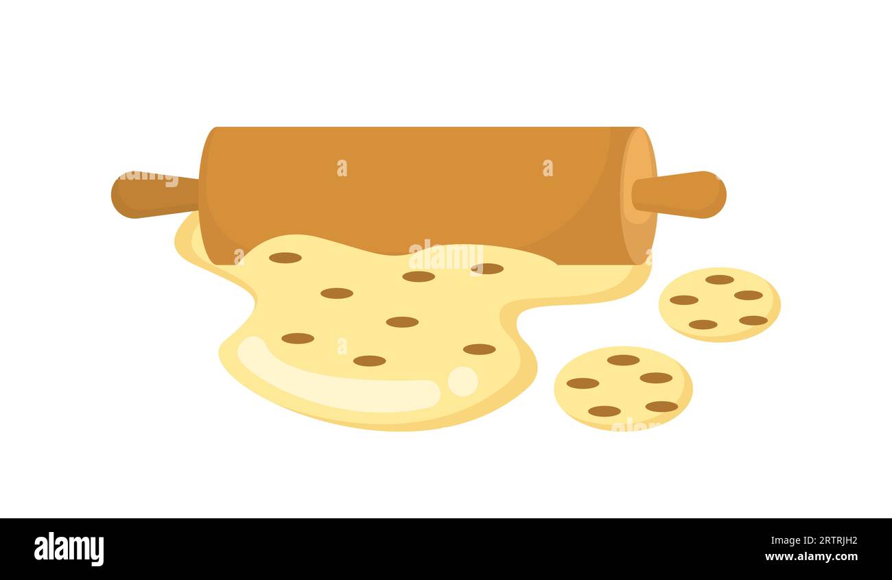 Rollnadel mit Teig für Kochvektor Stock Vektor
