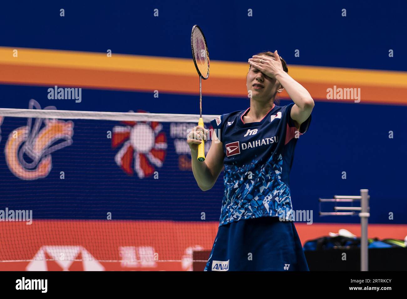 Hongkong, China. September 2023. Nami Matsuyama, Chiharu Shida aus Japan, spielt während des Achtelfinale der Frauen gegen Maiken Fruergaard, Sara Thygesen aus Dänemark am dritten Tag der VICTOR Hong Kong Open Badminton Championships 2023 im Hong Kong Coliseum. Endstand; Dänemark 2:1 Japan. (Foto: Ben Lau/SOPA Images/SIPA USA) Credit: SIPA USA/Alamy Live News Stockfoto