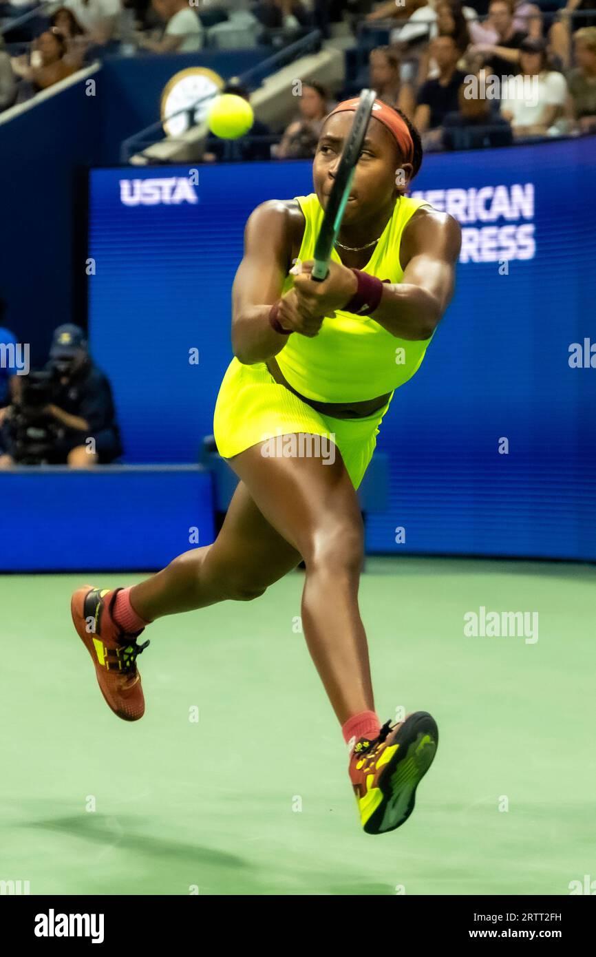 Coco Gauff (USA) nahm an den Halbfinalen der Frauen beim US Open Tennis 2023 Teil. Stockfoto