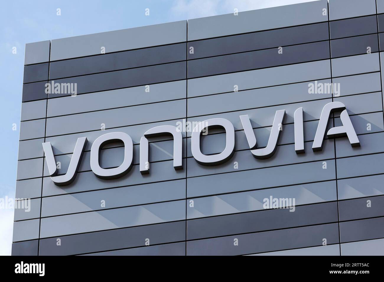 Vonovia SE, Logo am Firmensitz, Immobiliengruppe, Bochum, Nordrhein-Westfalen, Deutschland Stockfoto