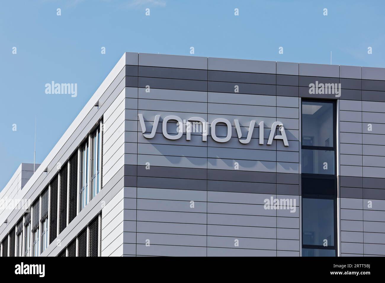 Vonovia SE, Logo am Firmensitz, Immobiliengruppe, Bochum, Nordrhein-Westfalen, Deutschland Stockfoto