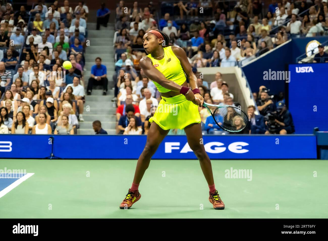 Coco Gauff (USA) nahm an den Halbfinalen der Frauen beim US Open Tennis 2023 Teil. Stockfoto