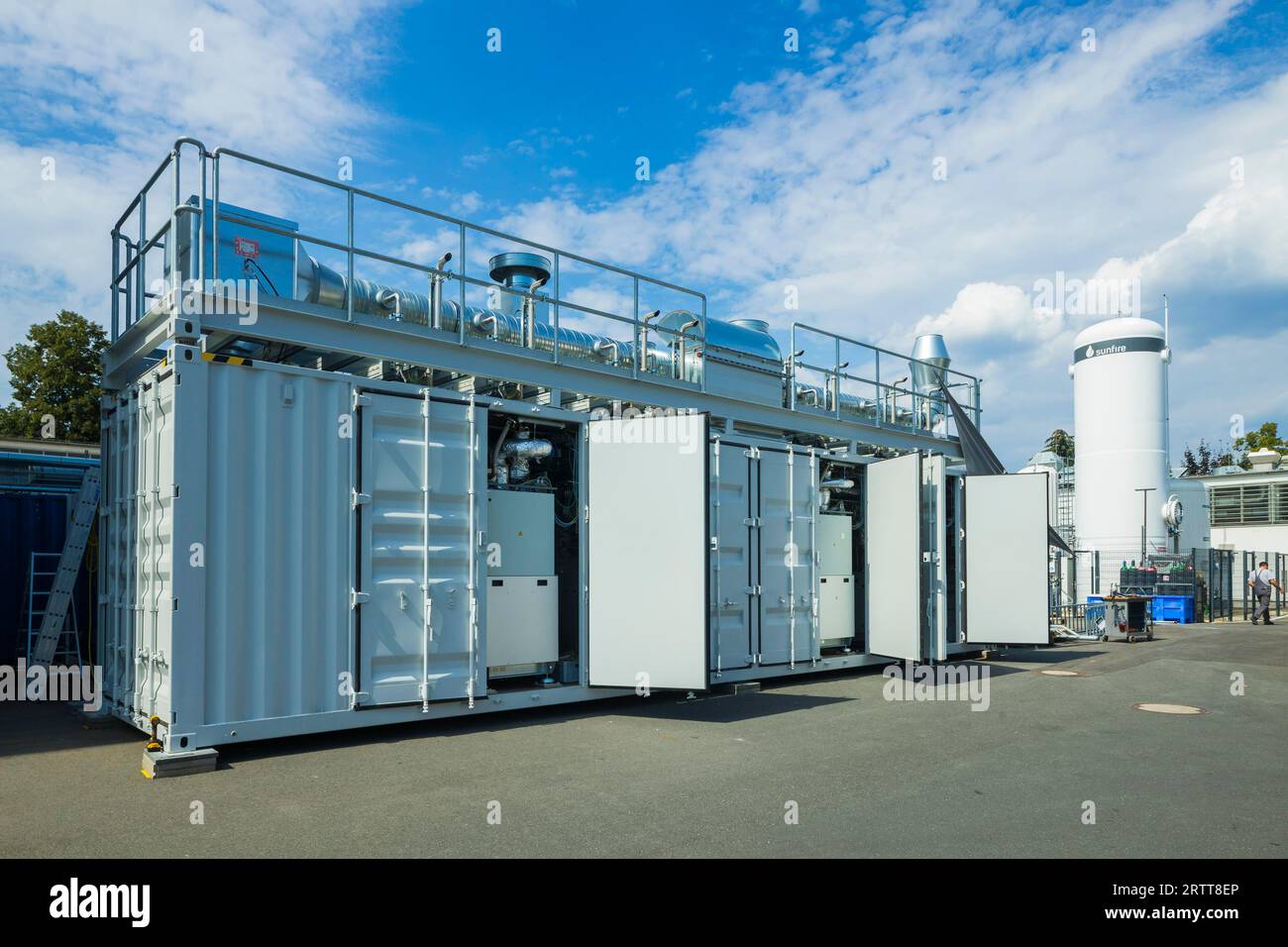 Aggregat für Hochtemperaturelektrolyse zur Wasserstofferzeugung Stockfoto