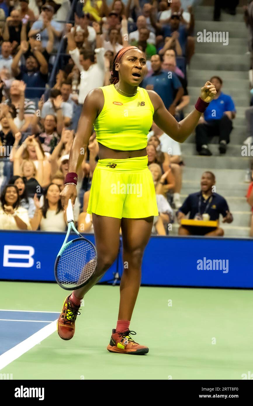 Coco Gauff (USA) nahm an den Halbfinalen der Frauen beim US Open Tennis 2023 Teil. Stockfoto