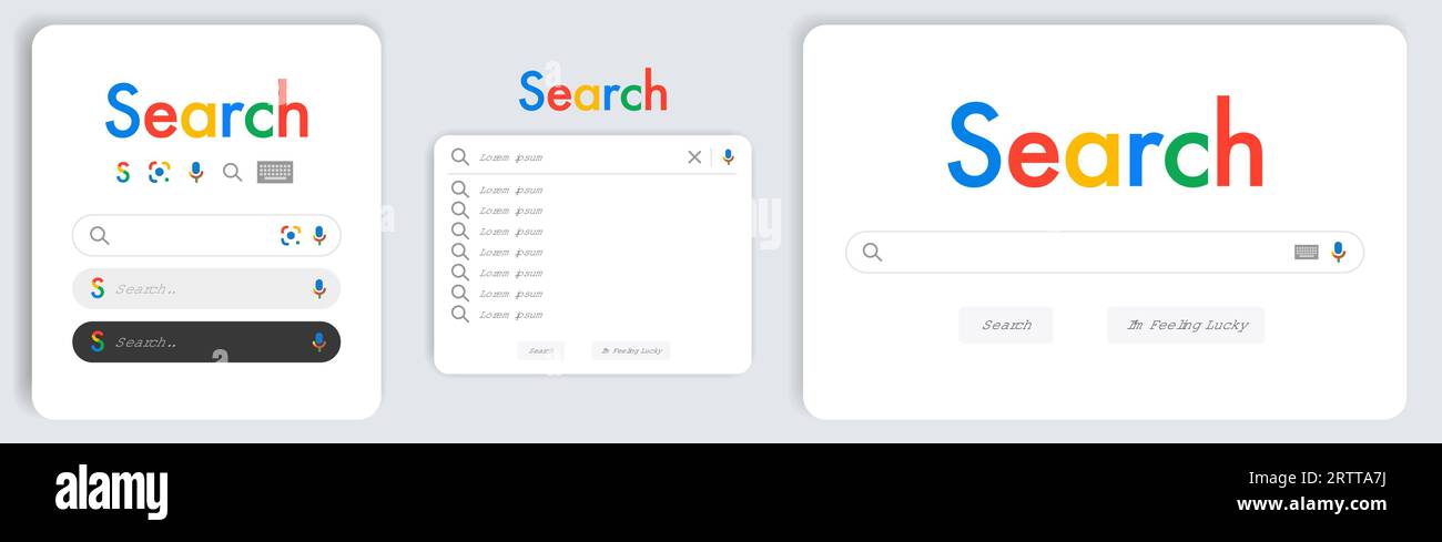 Suchleiste Internet Browser-Fenster, Webtextbox-Tool Suchen, Online-Technologie-Seiten-Vektorvorlage Durchsuchen Stock Vektor