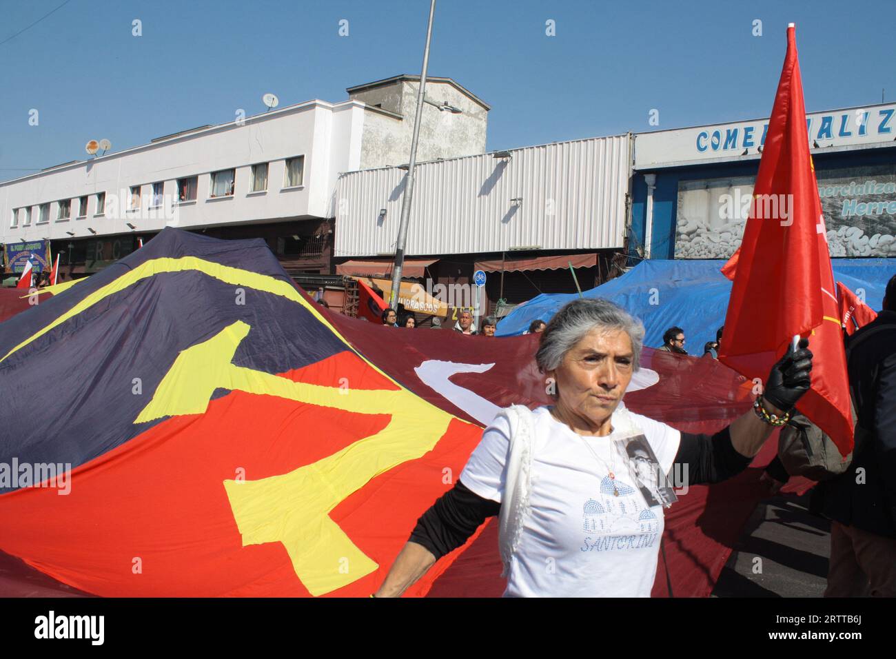 Die kommunistische Partei Chiles erinnert an Guillermo Teillier Stockfoto