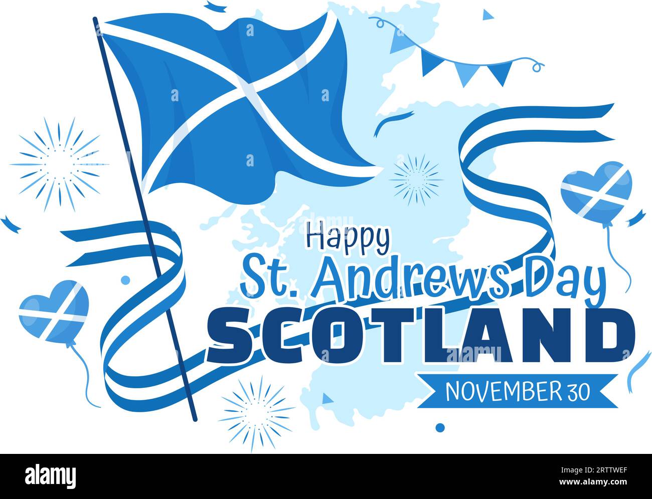 Happy St Andrew Day Vector Illustration am 30. November mit Schottland Flagge in National Holiday Celebration Flat Cartoon Blue Background Design Stock Vektor