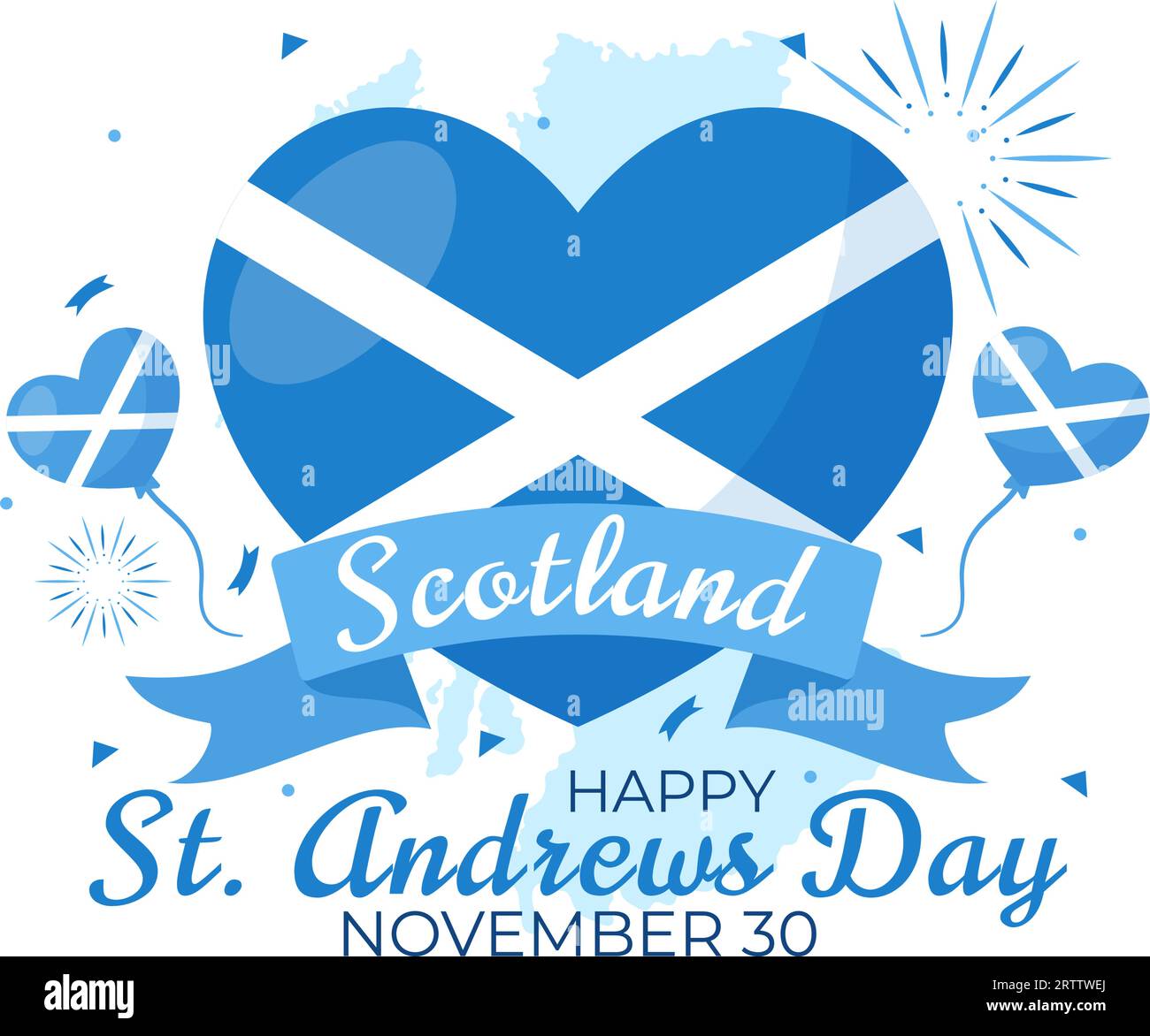 Happy St Andrew Day Vector Illustration am 30. November mit Schottland Flagge in National Holiday Celebration Flat Cartoon Blue Background Design Stock Vektor