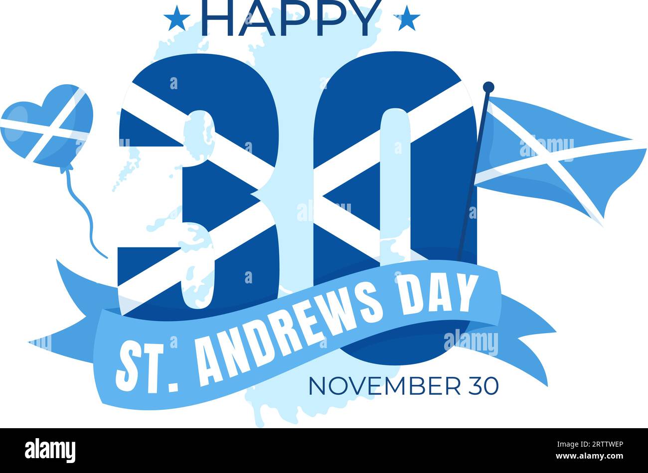 Happy St Andrew Day Vector Illustration am 30. November mit Schottland Flagge in National Holiday Celebration Flat Cartoon Blue Background Design Stock Vektor