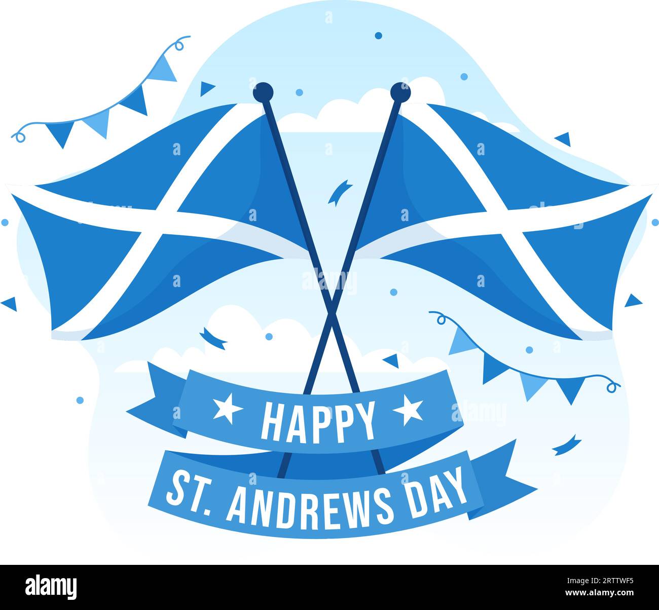 Happy St Andrew Day Vector Illustration am 30. November mit Schottland Flagge in National Holiday Celebration Flat Cartoon Blue Background Design Stock Vektor