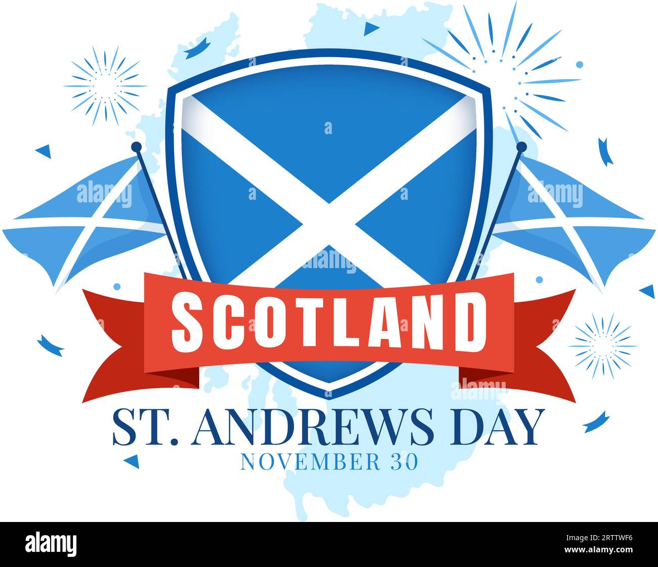 Happy St Andrew Day Vector Illustration am 30. November mit Schottland Flagge in National Holiday Celebration Flat Cartoon Blue Background Design Stock Vektor