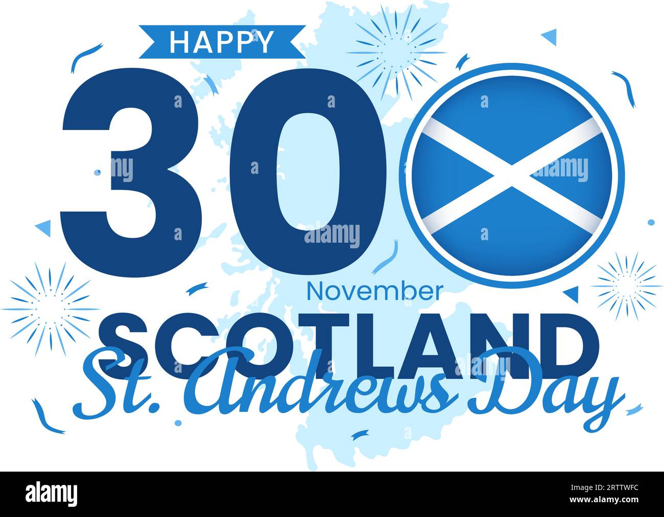 Happy St Andrew Day Vector Illustration am 30. November mit Schottland Flagge in National Holiday Celebration Flat Cartoon Blue Background Design Stock Vektor