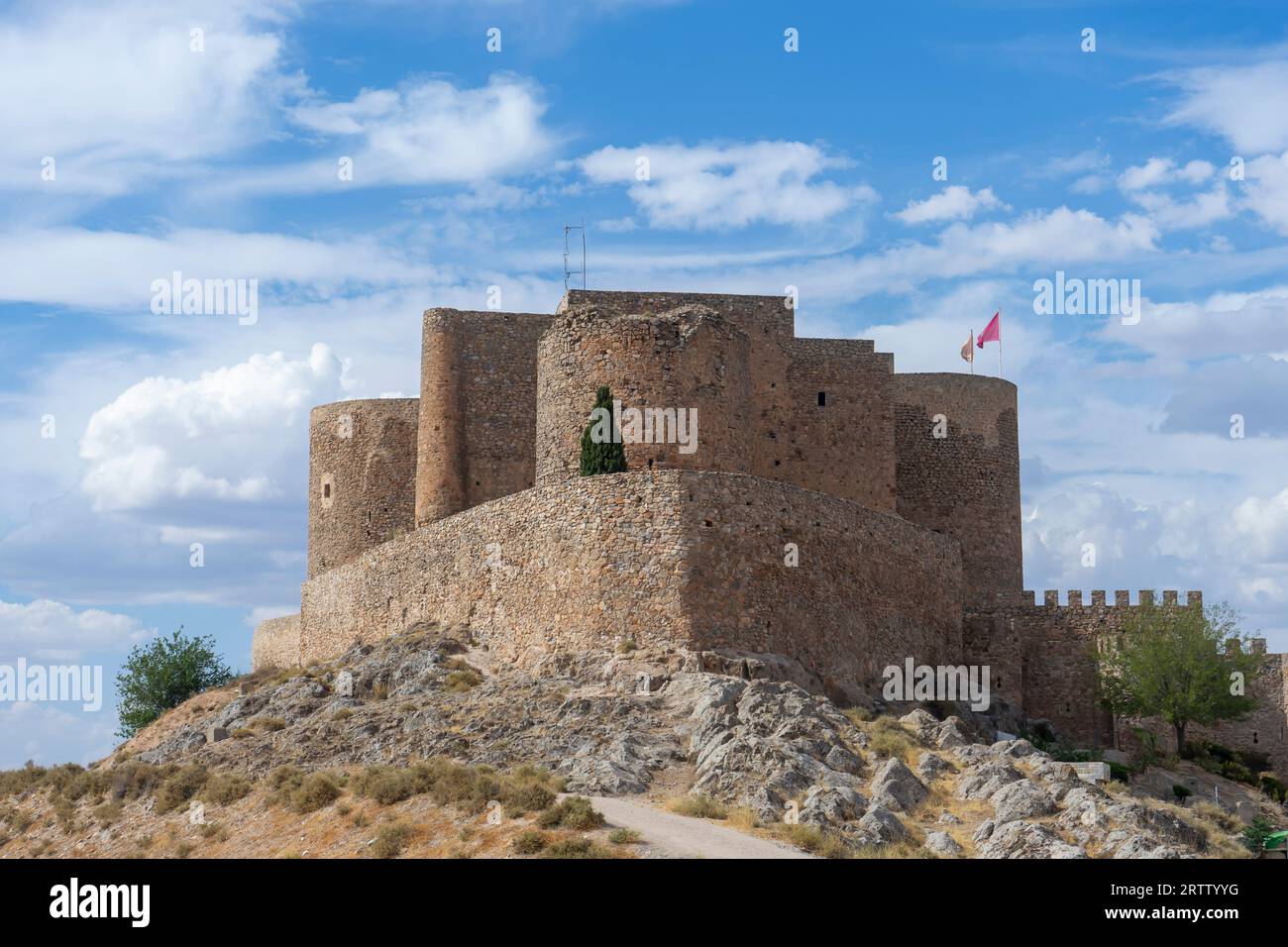 Blick auf das Schloss von La Muela in der Gemeinde Consuegra, Spanien Stockfoto